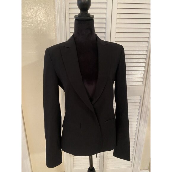 Theory Women’s Black Blazer Size 6 Tailored One Button Career Jacket Workwear - Picture 1 of 8